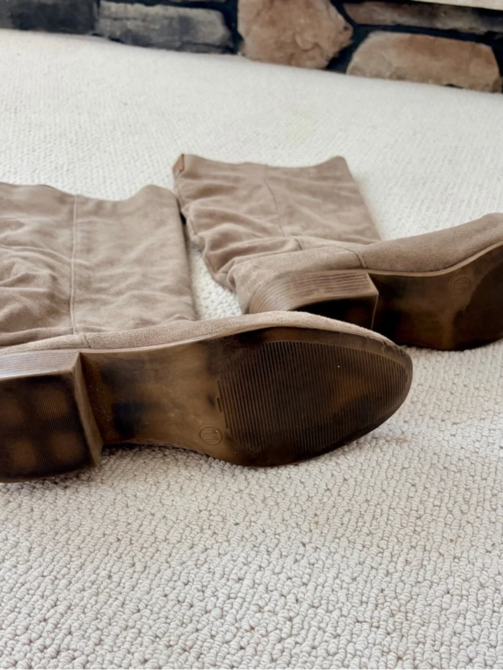 Tall Women's Suede Mid-Heel Boots in Taupe
